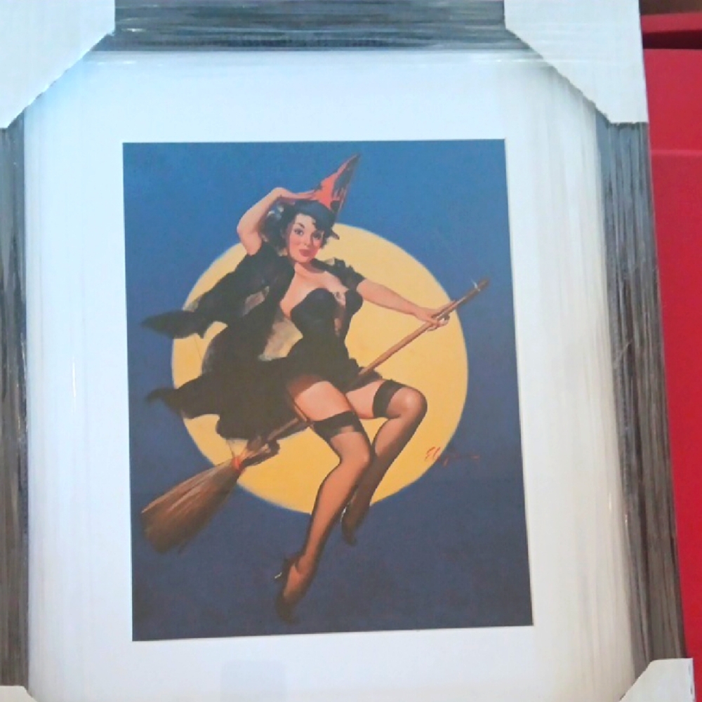 Vintage Witch Art Print in Black Frame